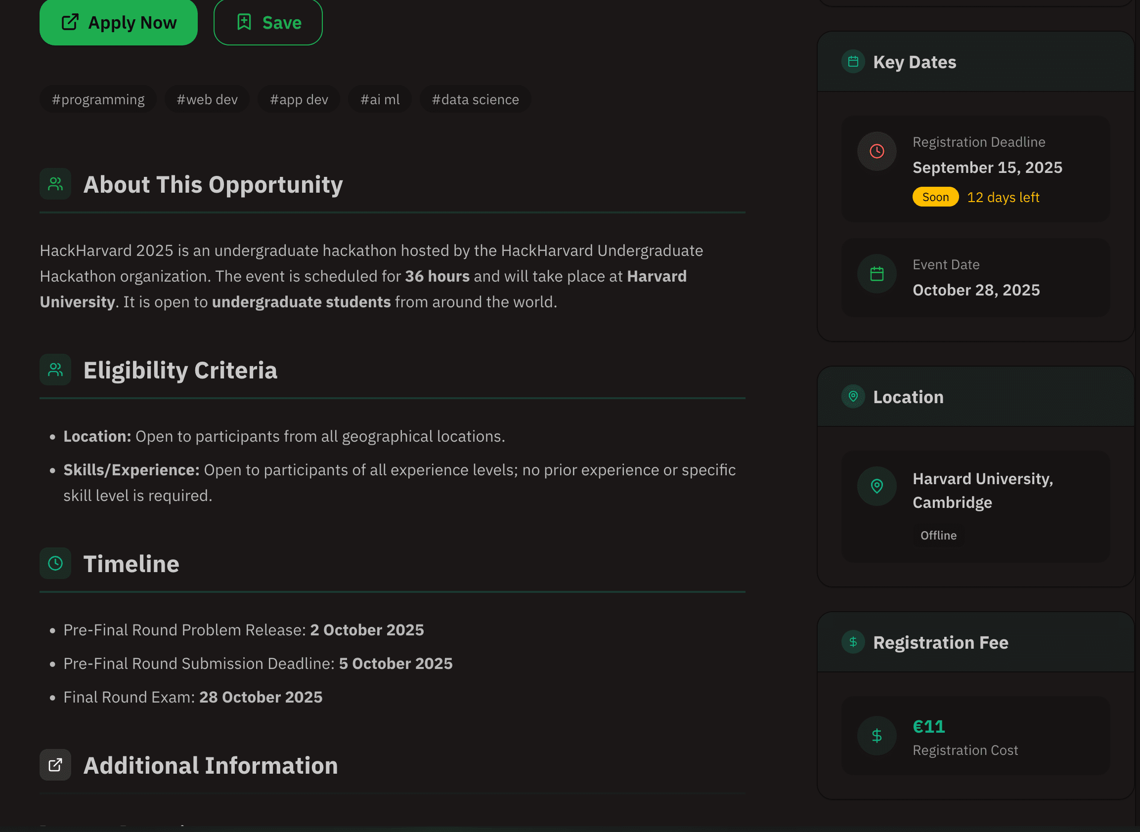 Opportunity breakdown detail